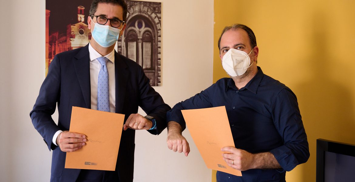 Il Rettore, Francesco Cupertino con il Presidente della Fondazione ORO6, Alessandro Epifani